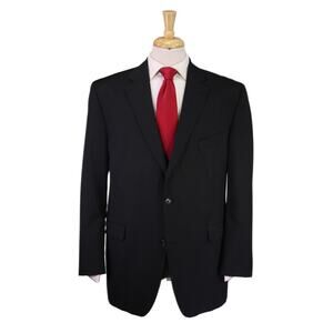 Jack Victor Black Thin Striped 2-Btn Wool Suit 46R